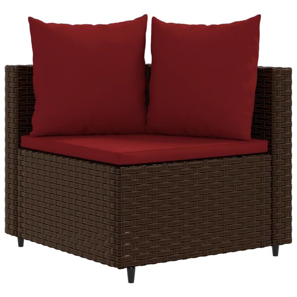 vidaXL 8-tlg. Garten-Sofagarnitur mit Kissen Braun Poly Rattan