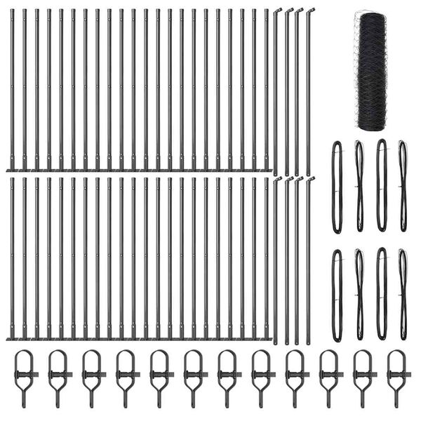 vidaXL Zaunpfosten Grau 100 x 0,4 m (36 mm Maschen) Stahl und PVC