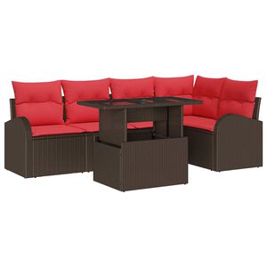 vidaXL Gartensofa-set 6 stk. 5-Sitzanzahl Braun Poly Rattan