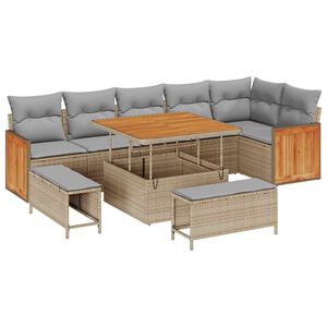 vidaXL Gartensofa-set 9 stk. 9-Sitzanzahl Beige und Hellgrau