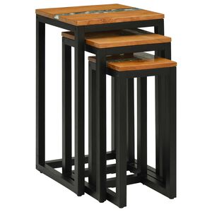 vidaXL Nestingtisch 3 Stk. Braun Massives Teakholz