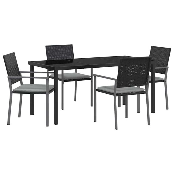 vidaXL Garten Essgruppe 5 pcs Schwarz und Hellgrau PE-Rattan