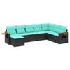 vidaXL 8-tlg. Garten-Sofagarnitur mit Kissen Schwarz Poly Rattan
