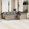 vidaXL 10-tlg. Garten-Sofagarnitur mit Kissen Beige Poly Rattan