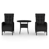vidaXL 3-tlg. Garten-Bistro-Set Poly Rattan Schwarz