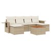vidaXL 7-tlg. Garten-Sofagarnitur mit Kissen Beige Poly Rattan