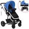 vidaXL 2-in-1 Buggy/Kinderwagen Aluminium Blau und Schwarz