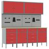 vidaXL Werkbank mit Schubladen 10 pcs Rot Ingenieure Holz und Stahl