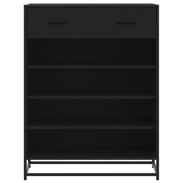 vidaXL Schuhschrank Schwarz 75x38x97,5 cm Holzwerkstoff Metall