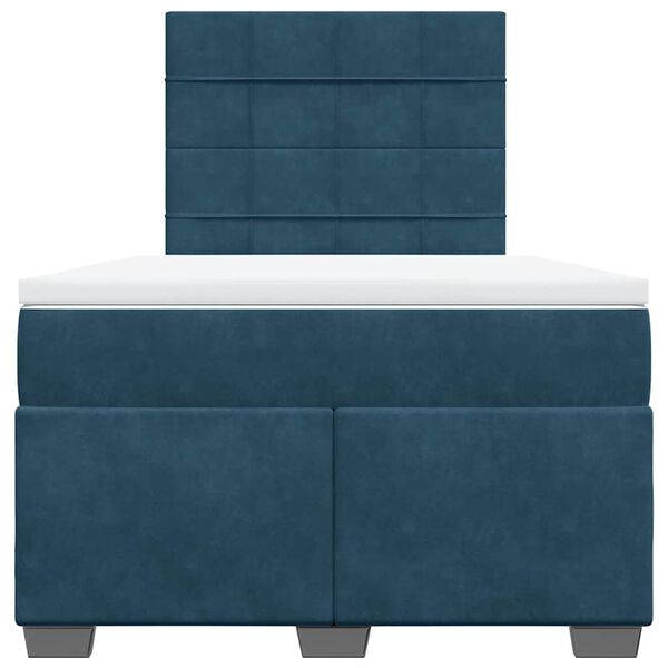 vidaXL Boxspringbett mit Matratze Blau 120x200 cm Samt