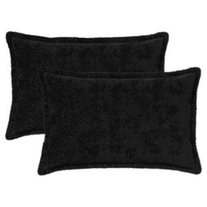 vidaXL Kissenbezug 2 stk. HOUTEN Schwarz 30 x 50 cm Faux Kaninchenfell