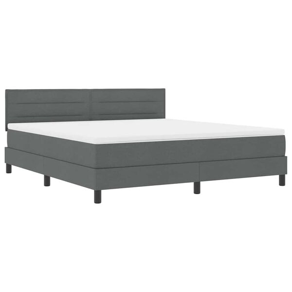 vidaXL Boxspringbett mit Matratze Dunkelgrau 180 x 200 cm Stoff