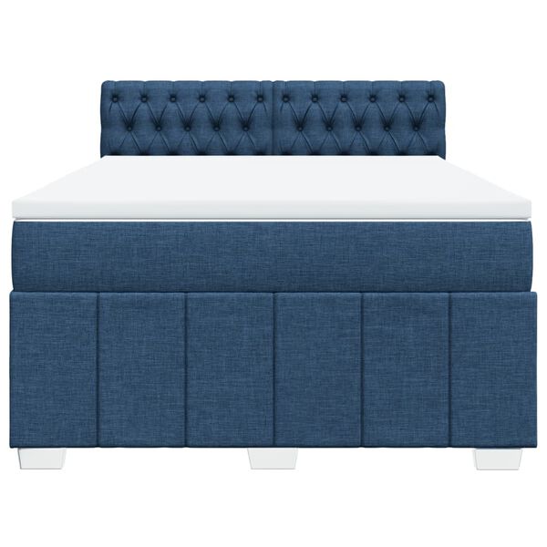 vidaXL Boxspringbett mit Matratze Blau 160x200 cm Stoff