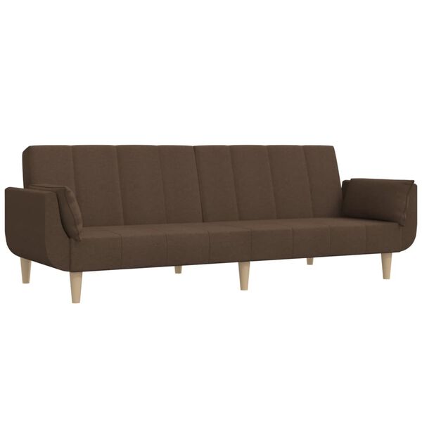 vidaXL Schlafsofa 2-Sitzer mit 2 Kissen Braun Stoff