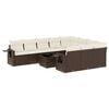 vidaXL 11-tlg. Garten-Sofagarnitur mit Kissen Braun Poly Rattan