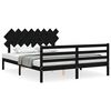 vidaXL Massivholzbett mit Kopfteil Schwarz 160x200 cm
