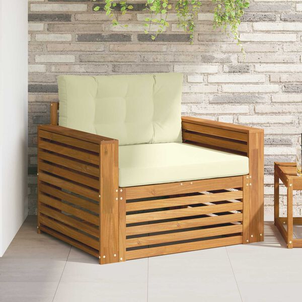 vidaXL Outdoor-Sofagarnitur Massives Akazienholz und Polyester Natur