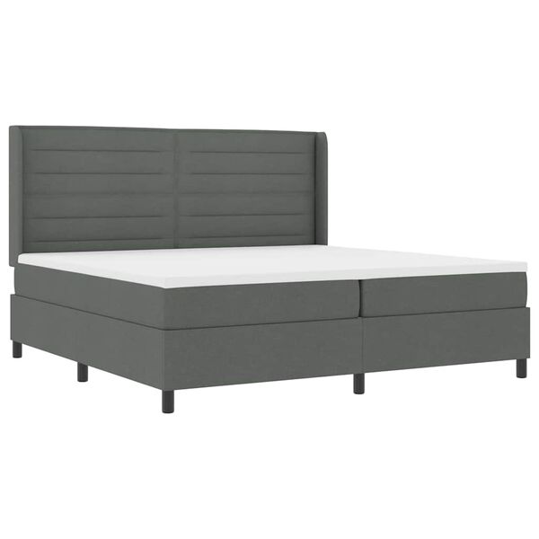 vidaXL Boxspringbett mit Matratze Dunkelgrau 200 x 200 cm Stoff