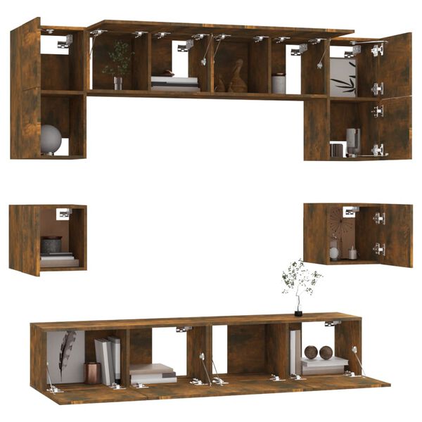 vidaXL 8-tlg. TV-Schrank-Set R&auml;uchereiche Holzwerkstoff