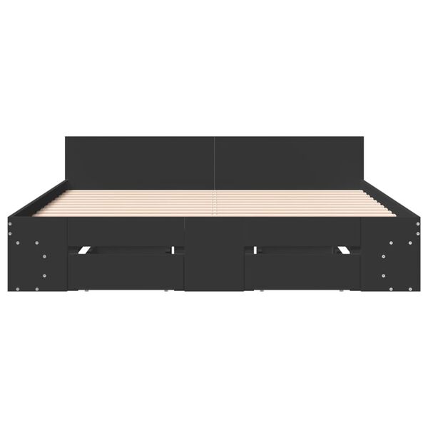 vidaXL Bettgestell mit Schubladen Schwarz 140x200 cm Holzwerkstoff