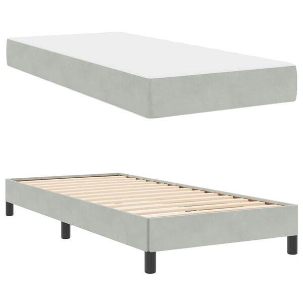 vidaXL Boxspringbett mit Matratze Hellgrau 80 x 220 cm Stoff
