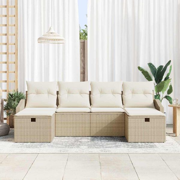 vidaXL Sofa Set mit Kissen 6 pcs Poly-Rattan