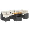 vidaXL 8-tlg. Garten-Sofagarnitur mit Kissen Schwarz Poly Rattan