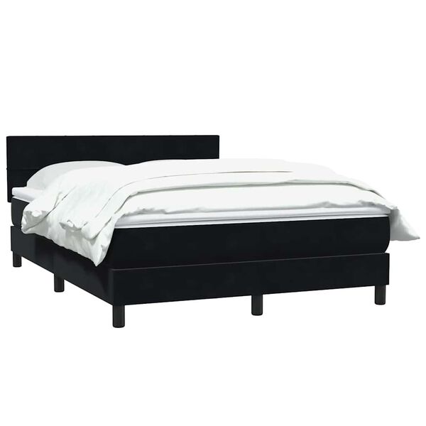 vidaXL Boxspringbett mit Matratze Schwarz 140x210 cm Samt
