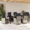 vidaXL Garten Essgruppe mit Kissen 7 pcs Hellgrau Poly-Rattan