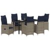 vidaXL Tisch- und Stuhlset mit Kissen 7 pcs Grau PE-Rattan