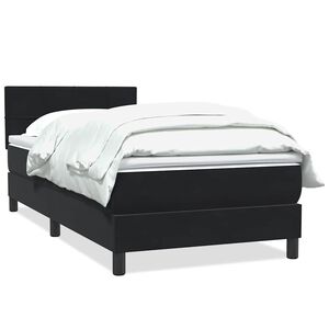 vidaXL Boxspringbett mit Matratze Schwarz 80x220 cm Samt