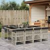 vidaXL 9-tlg. Garten-Essgruppe mit Kissen Hellgrau Poly Rattan