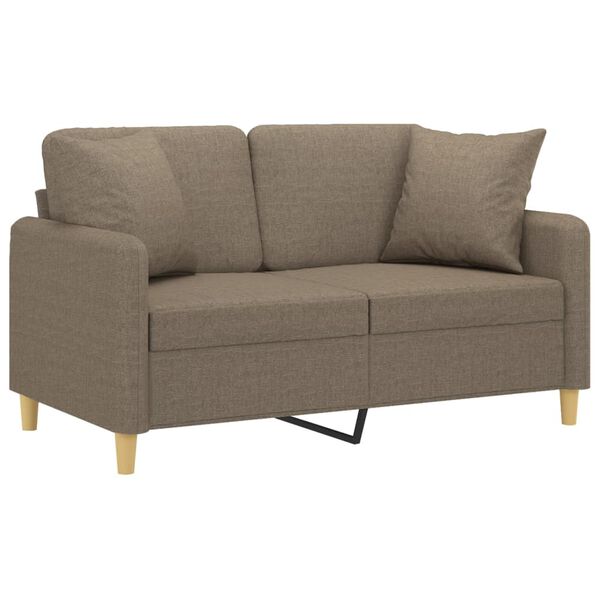 vidaXL 2-Sitzer-Sofa mit Kissen Taupe 120 cm Stoff