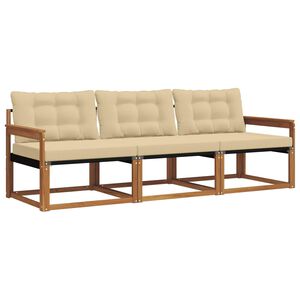vidaXL Outdoor-Sofagarnitur mit Kissen 3 pcs Natur und Beige