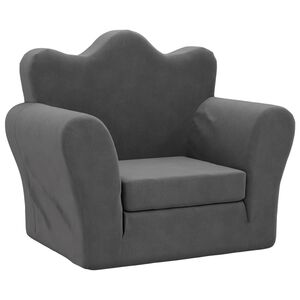 vidaXL Schlafsofa f&uuml;r Kinder Anthrazit Weich Pl&uuml;sch
