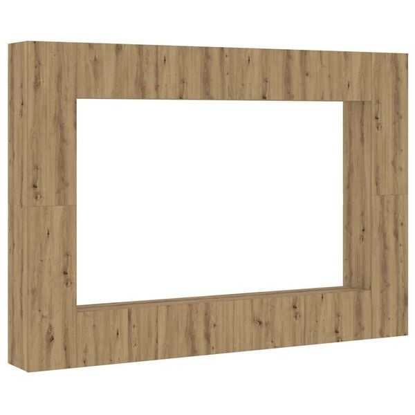 vidaXL 8-tlg. TV-Schrank-Set Wandmontage Artisan-Eiche Holzwerkstoff