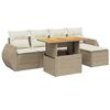 vidaXL 6-tlg. Garten-Sofagarnitur mit Kissen Beige Poly Rattan