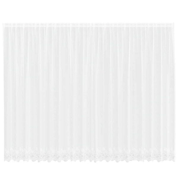 vidaXL Spitzenvorhang mit Vorh&auml;ngen Floral Wei&szlig; 220 x 500 cm Polyester