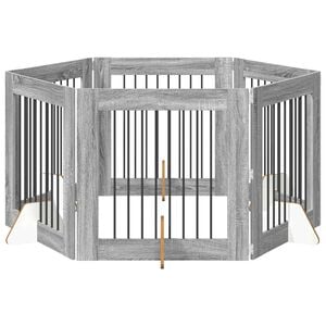 vidaXL Hundetor mit St&auml;ndern 6 pcs Graues Sonoma 80 x 80 cm