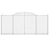 vidaXL Gabionen mit Hochbogen 2 Stk. 300x30x120/140cm Verzinktes Eisen