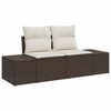 vidaXL Garten-Sofa-Set mit Kissen 7 pcs Braun und Creme Poly-Rattan