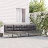 vidaXL 4-tlg. Garten-Lounge-Set mit Kissen Grau Poly Rattan