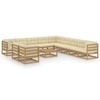 vidaXL 12-tlg. Garten-Lounge-Set mit Kissen Honigbraun Massivholz