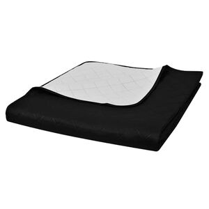 vidaXL Zweiseitige Tagesdecke Gesteppt Schwarz/Wei&szlig; 170x210 cm