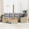 vidaXL Garten-Sofa-Set mit Kissen mit Speicher 7 pcs Beige Poly Rattan