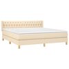 vidaXL Boxspringbett mit Matratze Creme 180x200 cm Stoff