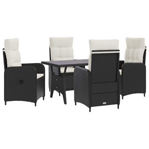 vidaXL Outdoortisch-Set 5 stk. Schwarz und Cremewei&szlig; Poly-Rattan