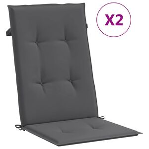 vidaXL Gartenstuhlauflagen f&uuml;r Hochlehner 2 Stk. Anthrazit 120x50x2 cm