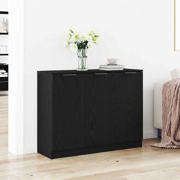 vidaXL Sideboard Schwarz Eichen-Optik 90,5 x 30 x 70 cm Holzwerkstoff