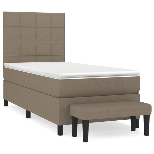 vidaXL Boxspringbett mit Matratze Taupe 100x200 cm Stoff